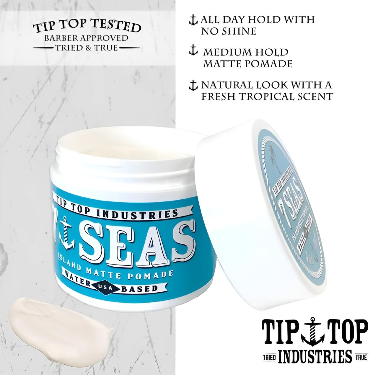 Tip Top 7Seas Island Matte Pomade - Medium Hold Matte Finish - Pina Colada Scent 4.25oz Beauty & Personal Care Tip Top Pomade