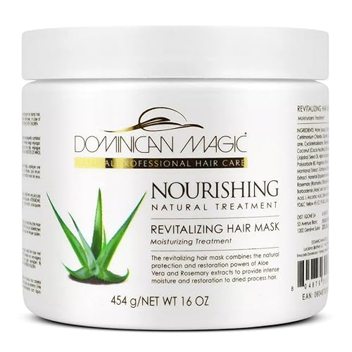 DOMINICAN MAGIC Nourishing Revitalizing Hair Mask with Aloe Vera, Hair Treatment, Deep Repair & Revitalize for Dry, Damaged Hair, All Hair Types, 16oz Beauty & Personal Care DOMINICAN MAGIC