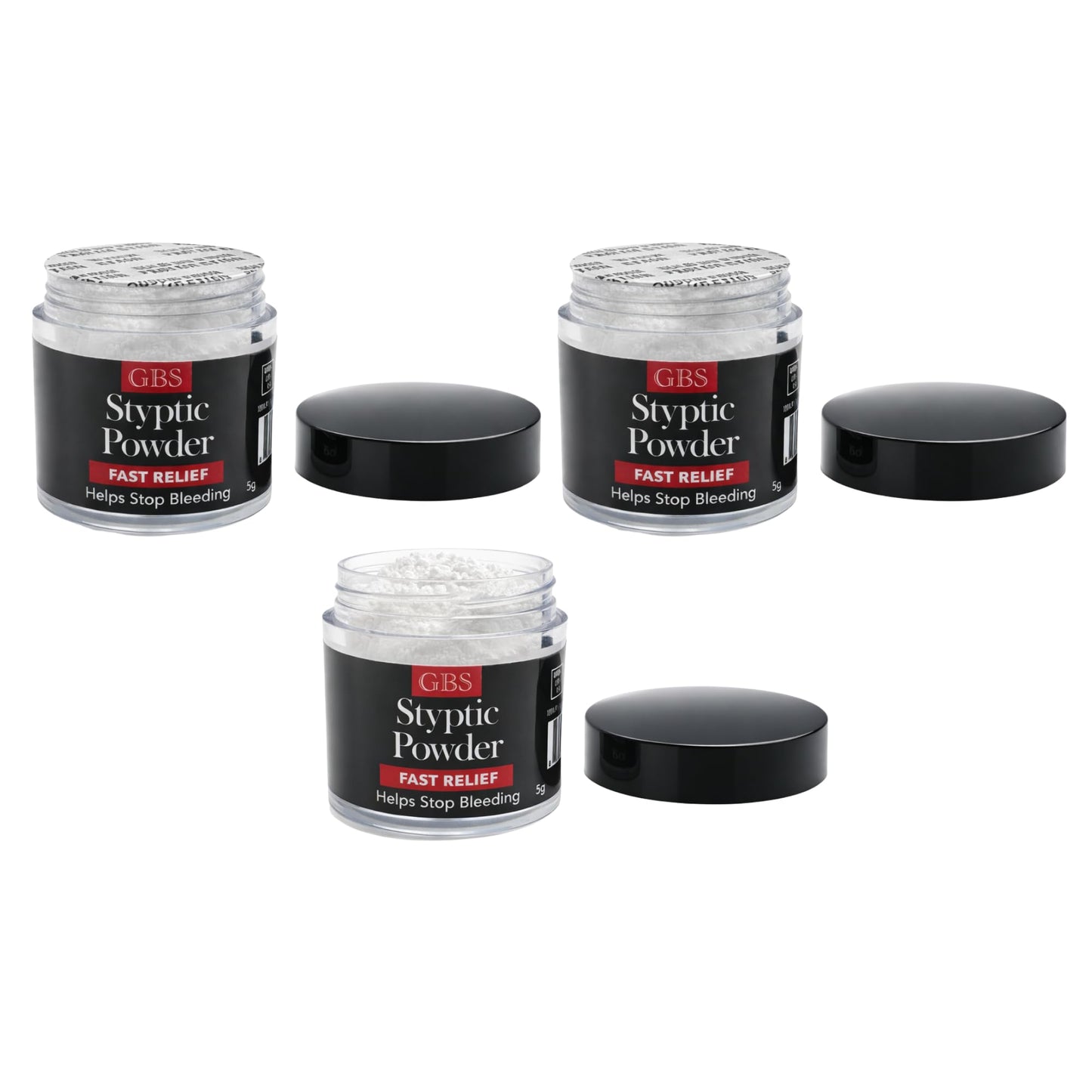 Styptic Powder Jars - Professional Grooming First Aid for Shaving Nicks, Razor Cuts & Razor Burn - Quick Healing Blood Stop Powder, 3 Pack (.18 oz Beauty and Personal Care G.B.S