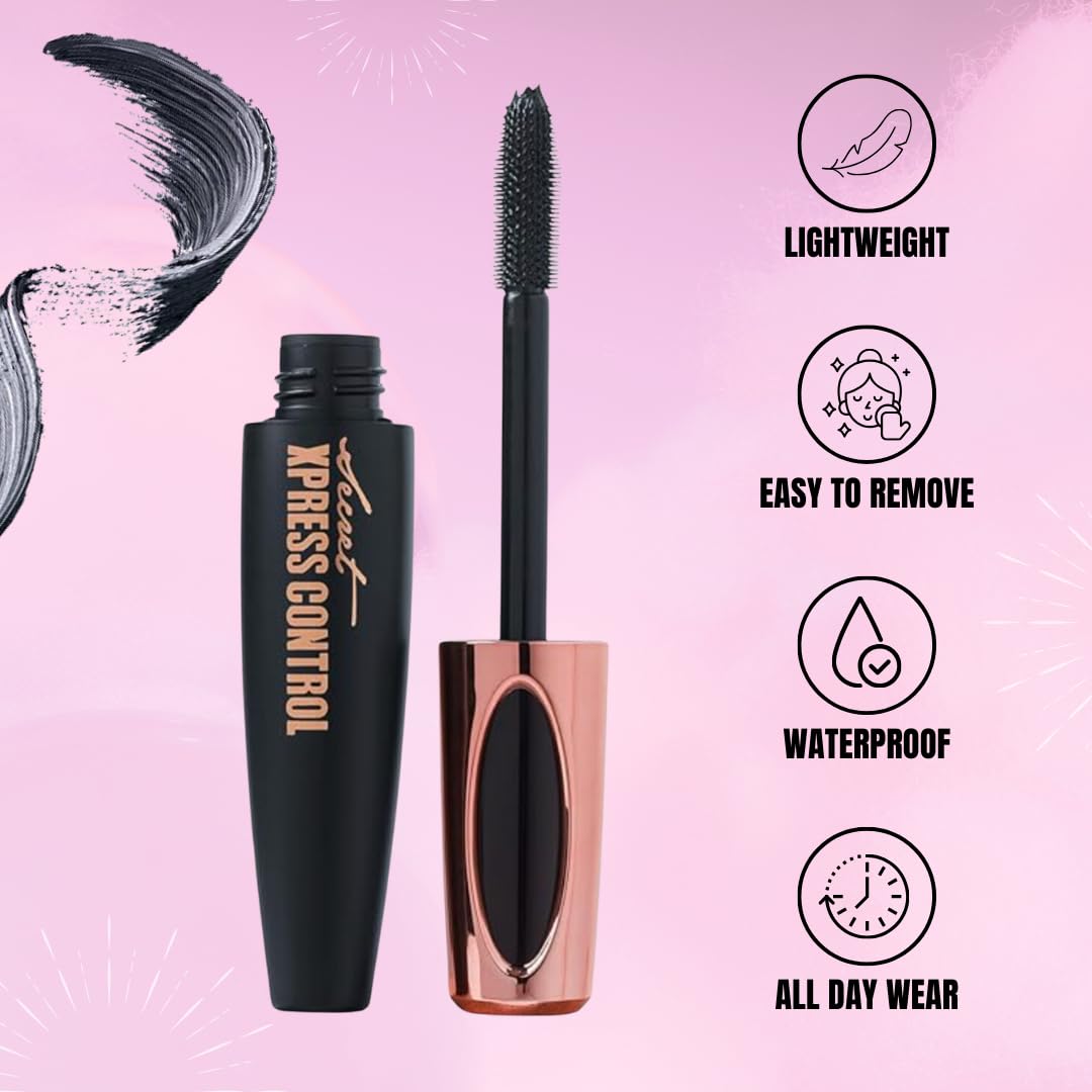 Silk Fiber Mascara 4D, Lengthening and Thickening, Volumizing, Long Lasting, Smudge-Proof, All Day Full, Long, Thick, Smudge-Proof Eyelashes Beauty & Personal Care Secret Xpress Control