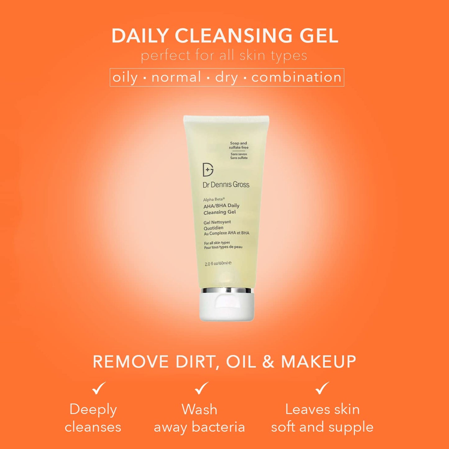 Dr Dennis Gross Alpha Beta® AHA/BHA Daily Cleansing Gel, for Skin That is Dull, Congested and Uneven Tone & Texture (2 Fl Oz) Beauty & Personal Care Dr Dennis Gross