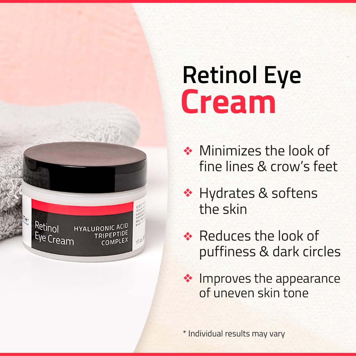 YEOUTH Retinol Eye Cream Anti Aging, Firming Under Eye Cream for Puffiness and Bags Under Eyes for Wrinkles and Dark Circles with Hyaluronic Acid Beauty & Personal Care YEOUTH