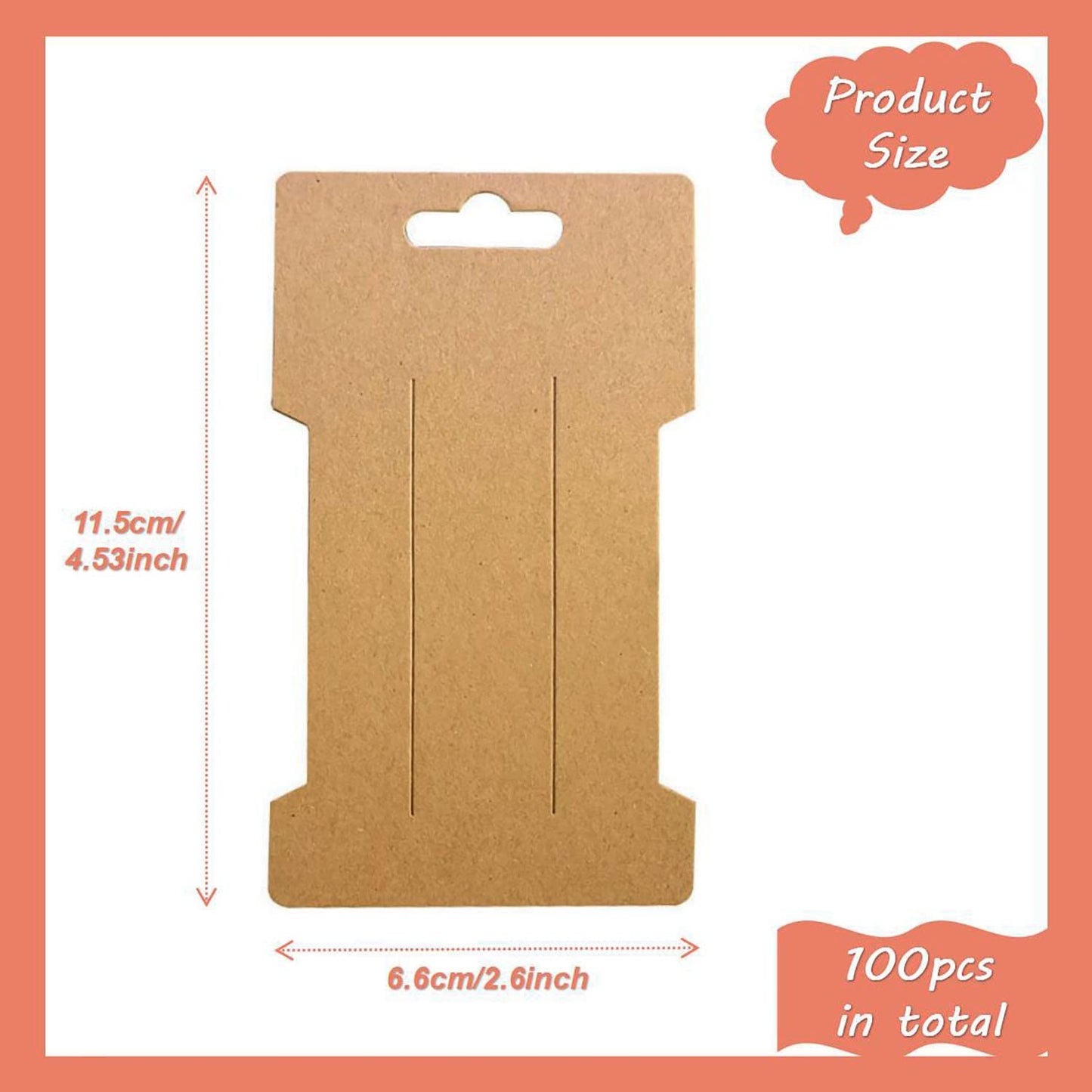 Doromy Hair Clip Display Cards, 100 Packs Rectangular Hair Barrettes Jewelry Display Holder Brown Kraft Paper Cards for Hair Accessories Displaying Beauty & Personal Care Doromy