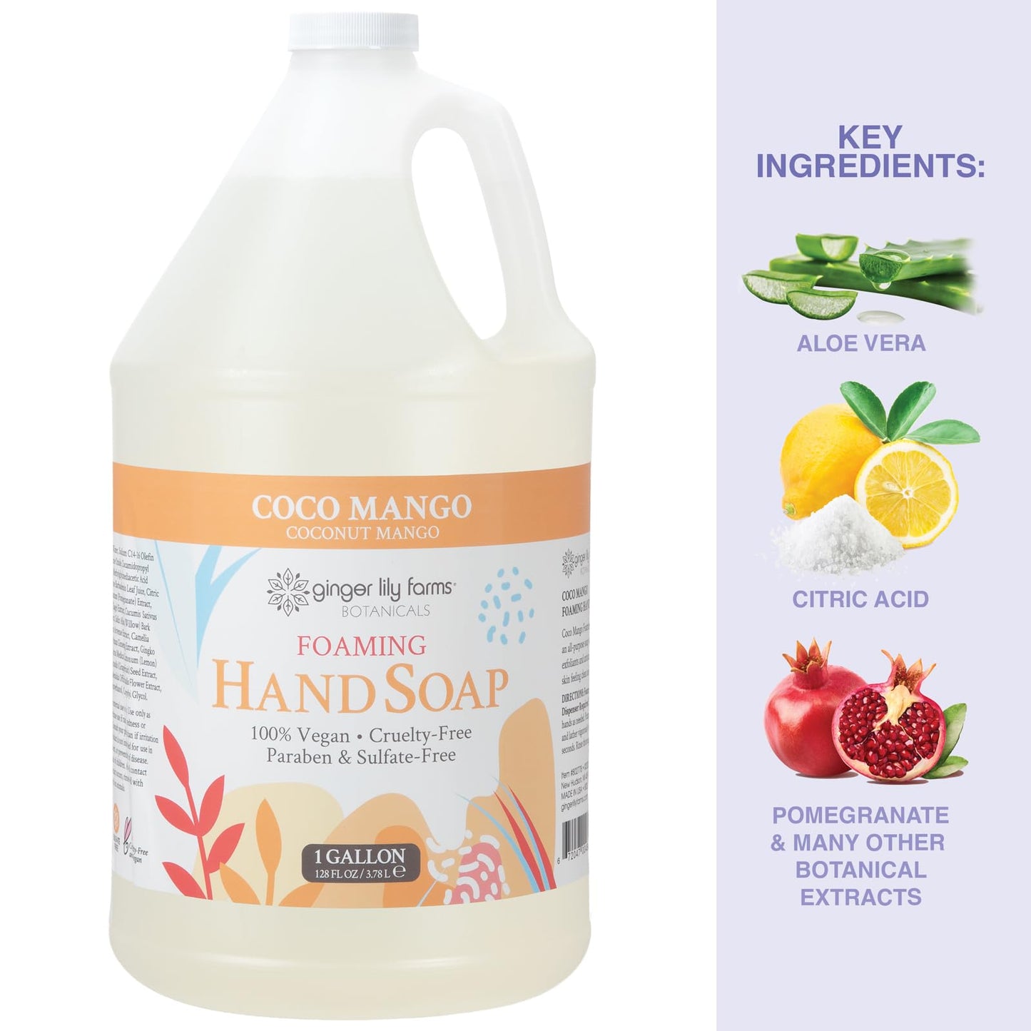 Ginger Lily Farms Botanicals All-Purpose Foaming Hand Soap Refill, Coco Mango, 100% Vegan & Cruelty-Free, Coconut Mango Scent, 1 Gallon (128 fl oz) Beauty & Personal Care Ginger Lily Farms
