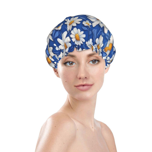 Bedbliss Flower Print Shower Cap, Waterproof Reusable Bath Caps For Women Hair, Double Layers Elastic Shower Hat Hair Protection Beauty and Personal Care Bedbliss