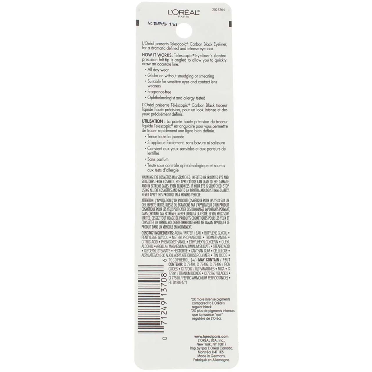 L'Oreal Telescopic Precision Liquid Eyeliner, Carbon Black [835] 0.08 oz (Pack of 2) Beauty & Personal Care L'Oreal Paris
