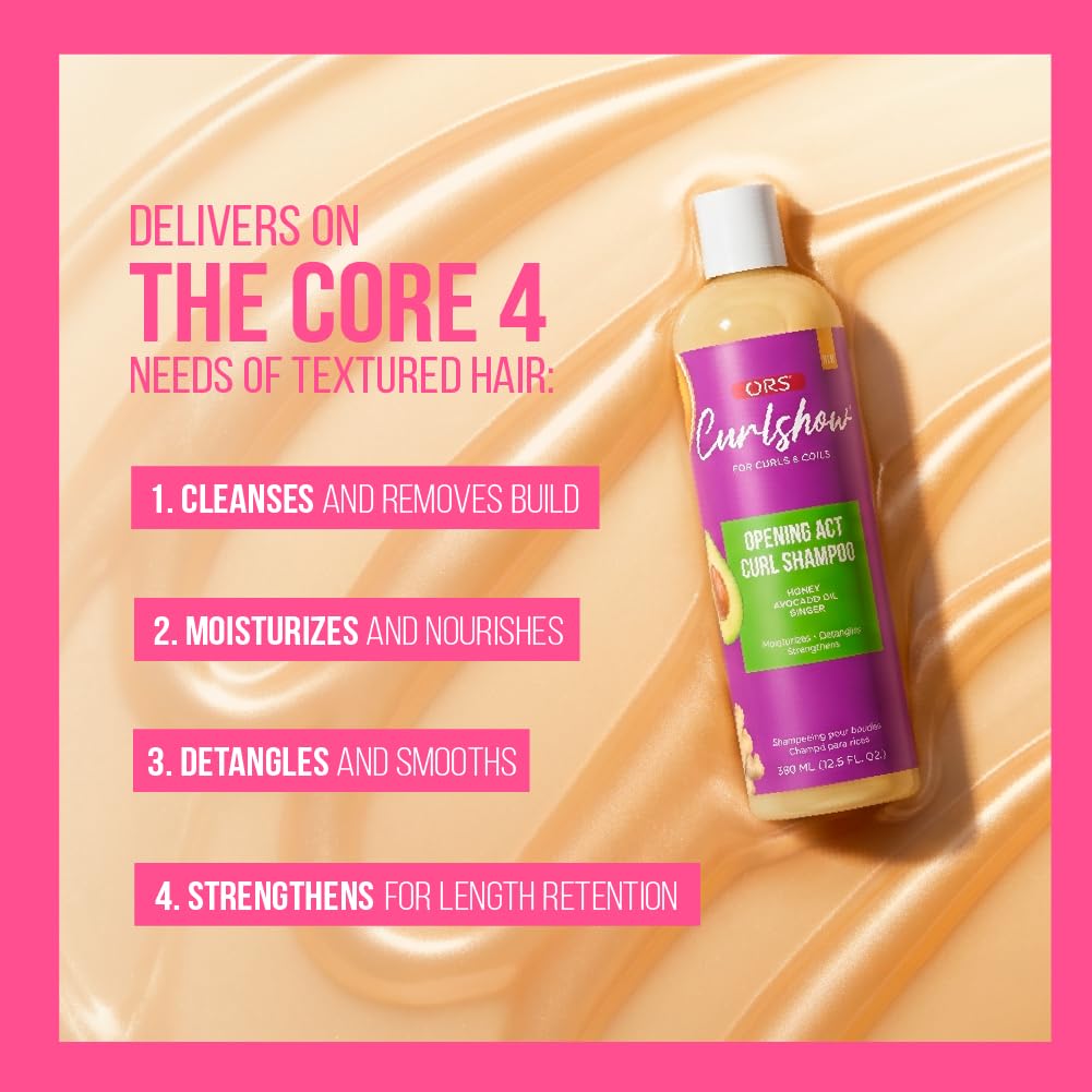 ORS Curlshow Opening Act Curl Shampoo for Cleansing, Moisturizing, Detangling & Strengthening 12.5 Ounces