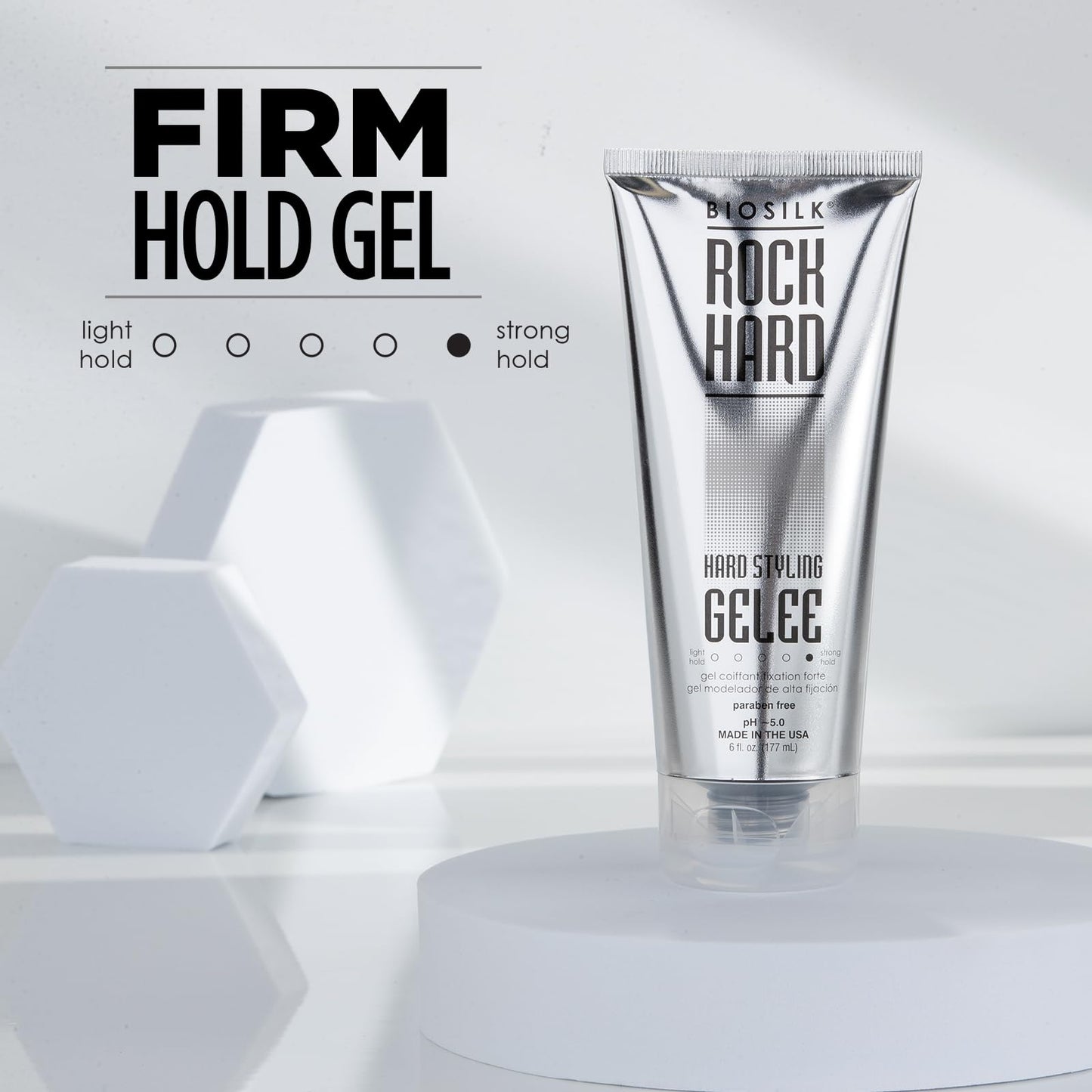BioSilk Rock Hard Gel, Firm-Hold Hair Gel for Long-Lasting Styles, Shapes, Defines & Adds Shine, Sulfate-Free, Paraben-Free, Cruelty-Free, 6 Oz Beauty & Personal Care BioSilk