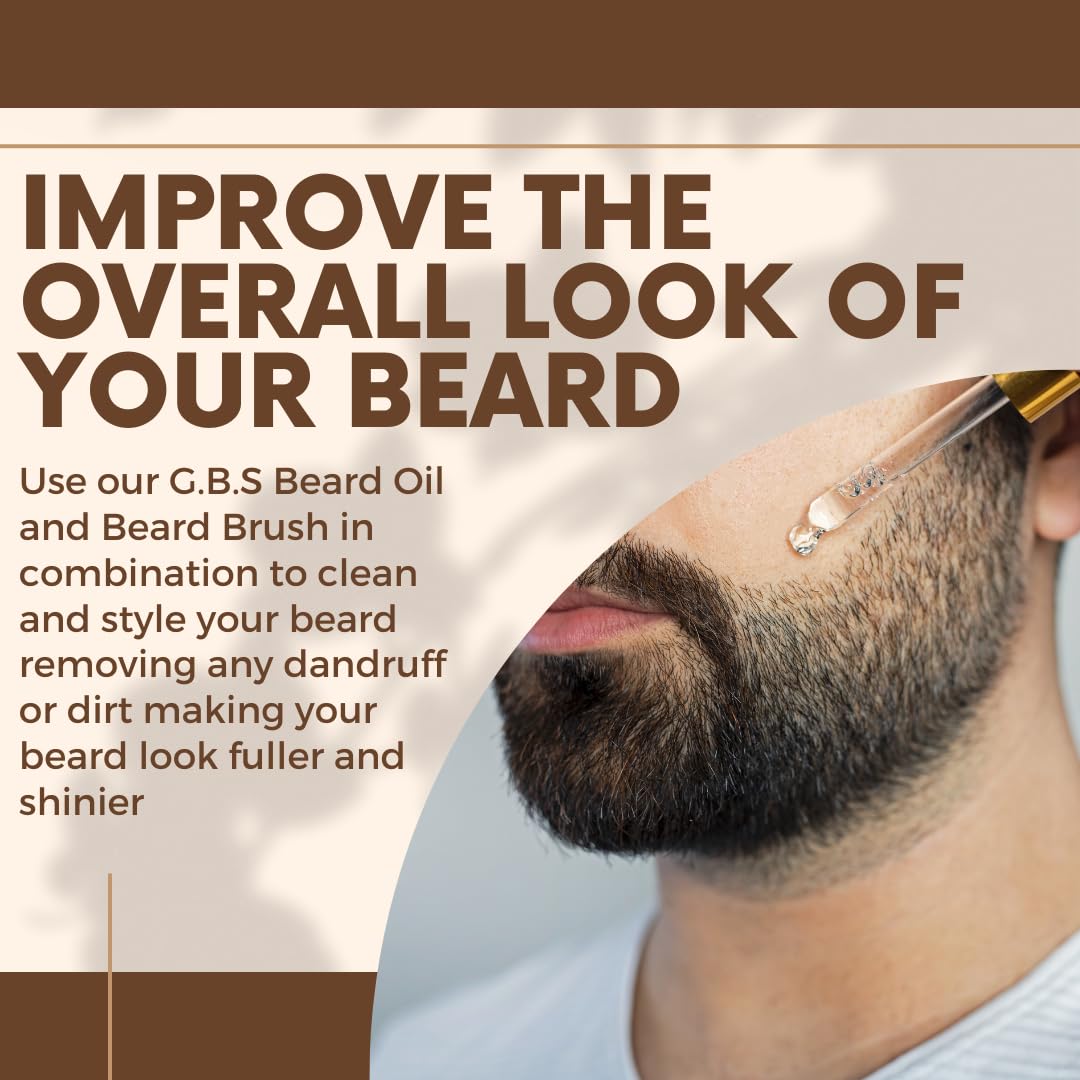 G.B.S Beard Oil, 30ml, Set of 3 Bottles with Wooden Boar Bristle Beard Brush Beauty and Personal Care G.B.S