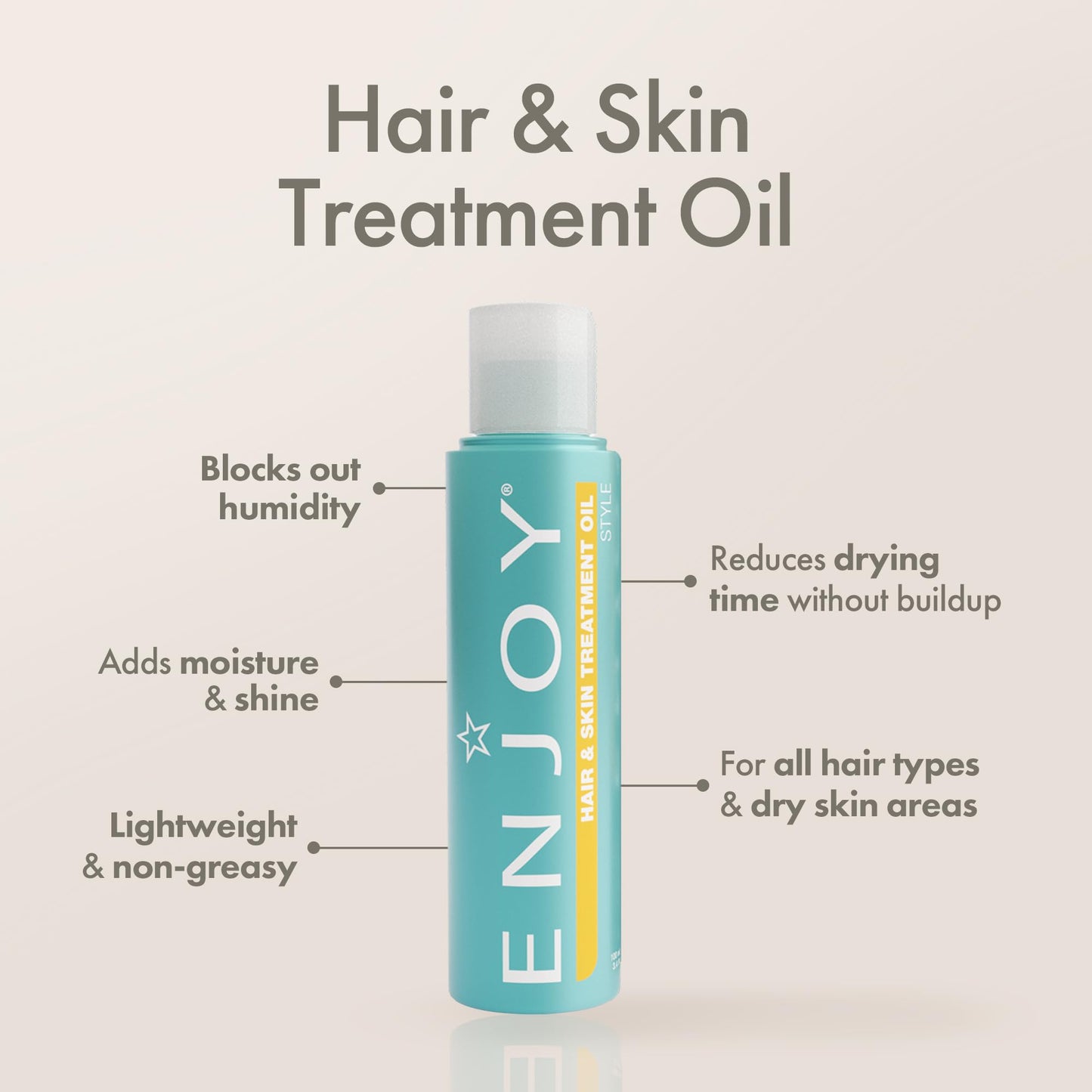 Enjoy Hair & Skin Treatment Oil - Lightweight, Non Greasy Hydration for Fast Drying & Smooth Finish (3.4 oz) Beauty & Personal Care Enjoy