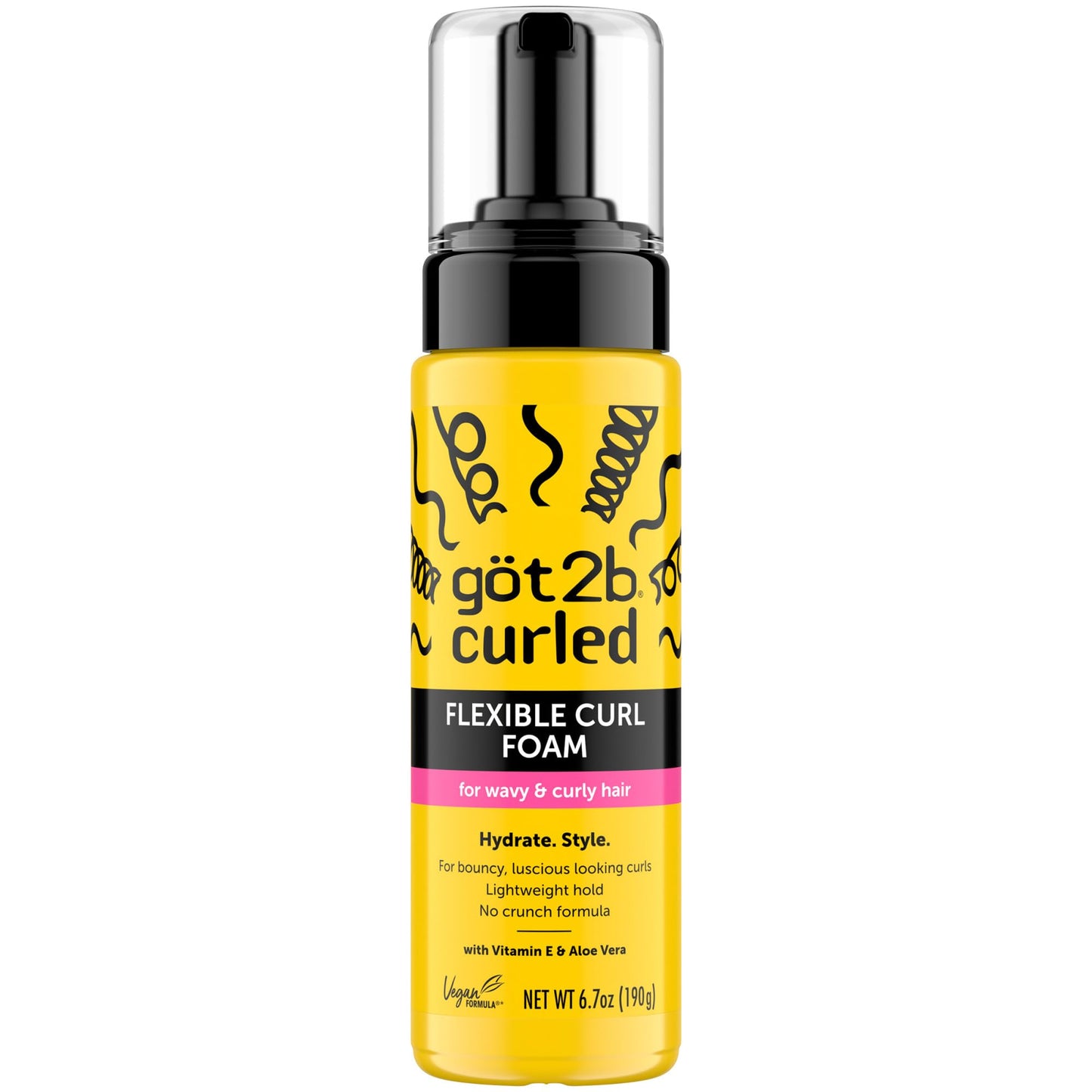 Got2B Curled Flexible Curl Foam, 6.7 Fl Oz, Hair Mousse for Frizz Control and Heat Protection, Lightweight Hold, No-Crunch Definition for Wavy & Curly Beauty & Personal Care Got2B
