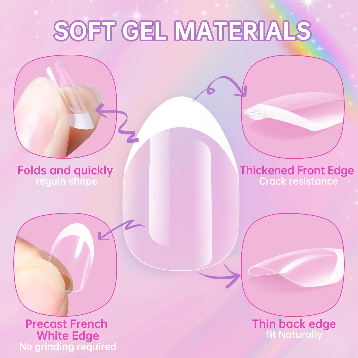 krofaue 240Pcs Kids Press on Nails with Handle - Short Fake Nails for Girls 12 Sizes Soft Gel Nail Tips for Safe & Fun DIY Nail Tips Art for Children Beauty and Personal Care krofaue