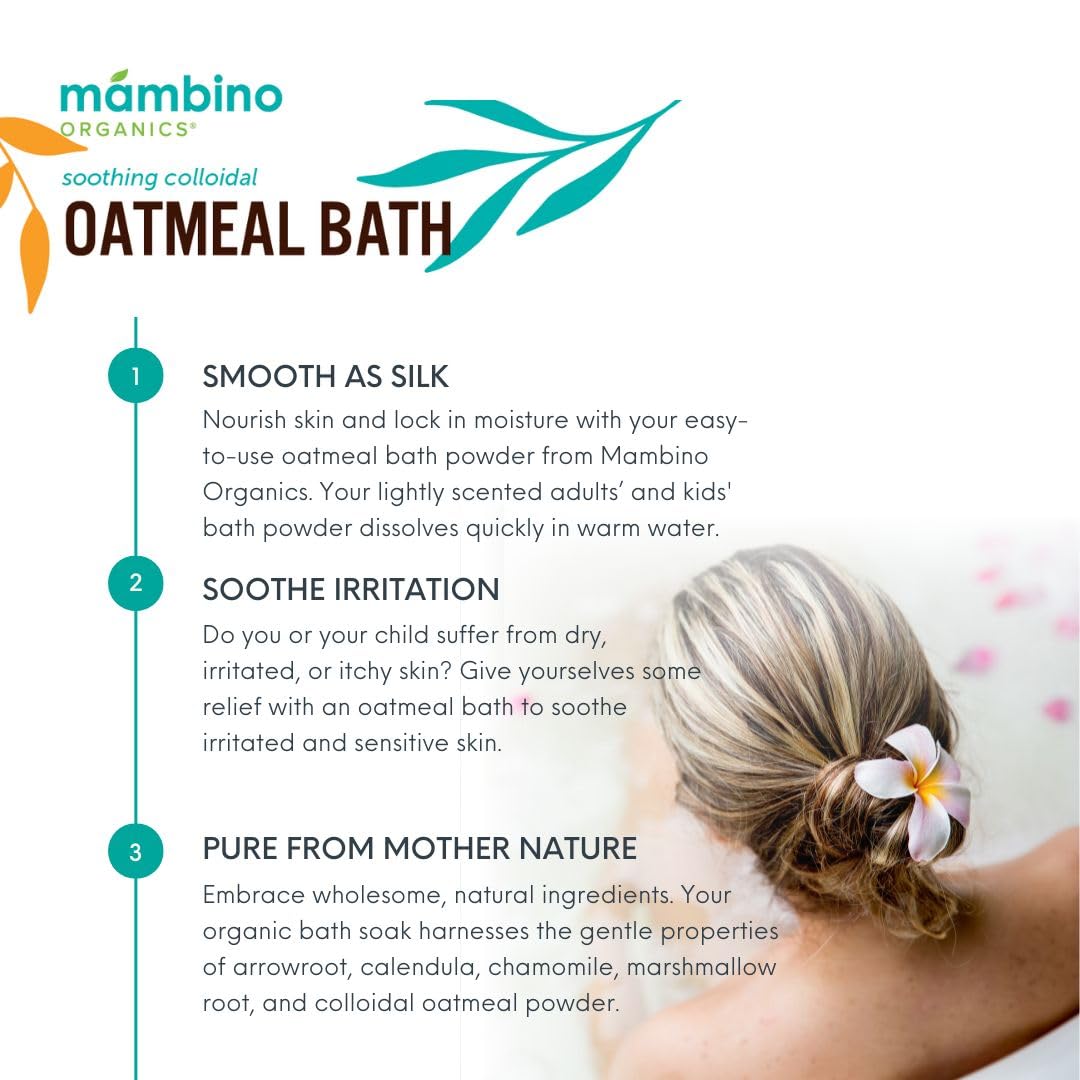 Mambino Organics Calming Skin Set, Oatmeal Bath Soak Powder & Soothing Body Oil, Fragrance-Free with Jojoba & Evening Primrose, Gentle for Babies Beauty and Personal Care Mambino Organics