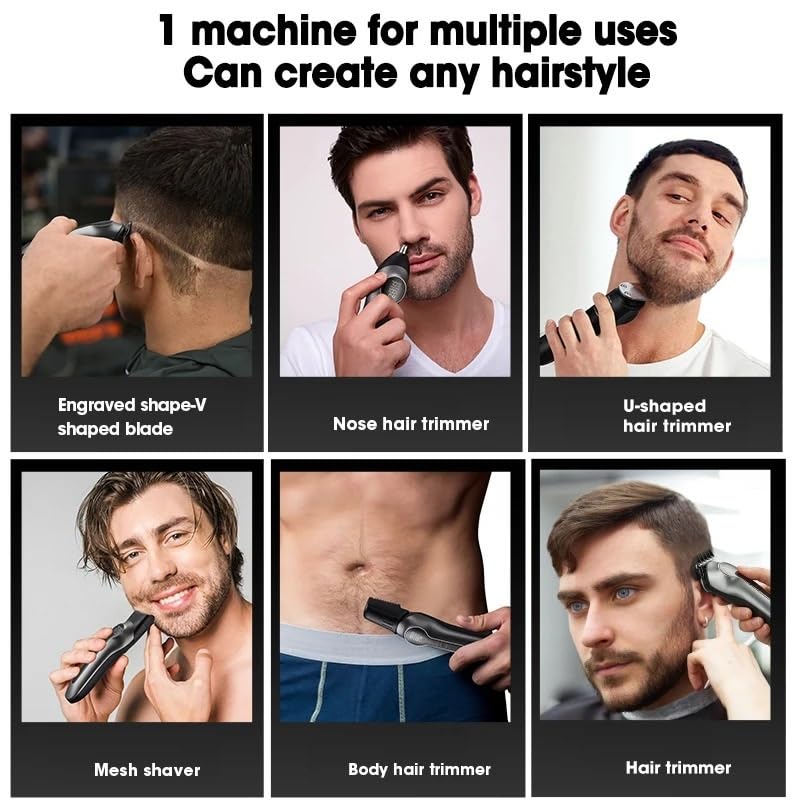 GLESVOWIO Hair Clippers for Men 6 in 1 Multifunctional Clipper with Digital Display High Power Electric Shaver Nose Trimmer Grooming Kit Beauty and Personal Care GLESVOWIO