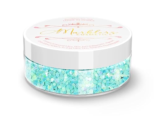 MARBLERS Mermaid Shaped Face & Body Glitter [Light Blue] 0.18oz (5g) | Chunky | Chopped | Flake | Non-Toxic | Vegan | Cruelty-Free | Festival, Rave Beauty & Personal Care MARBLERS