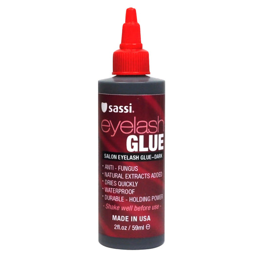 Sassi Eyelash Glue Dark 2oz | Quick-Drying, Natural Extract Formula, Waterproof, Durable Hold, Long-Lasting, Lash Adhesive | Made in USA