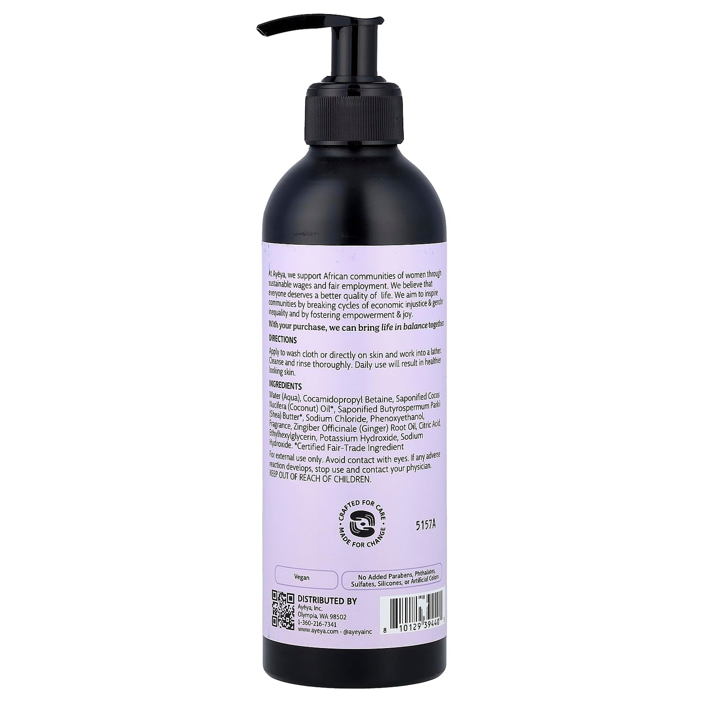 AYÉYA Peace Moisturizing Body Wash - Lavender, Ginger & Patchouli Infused Vegan Cleanser | Calming Body Wash for Sensitive Skin | 12 Fl Oz Beauty & Personal Care Ayeya