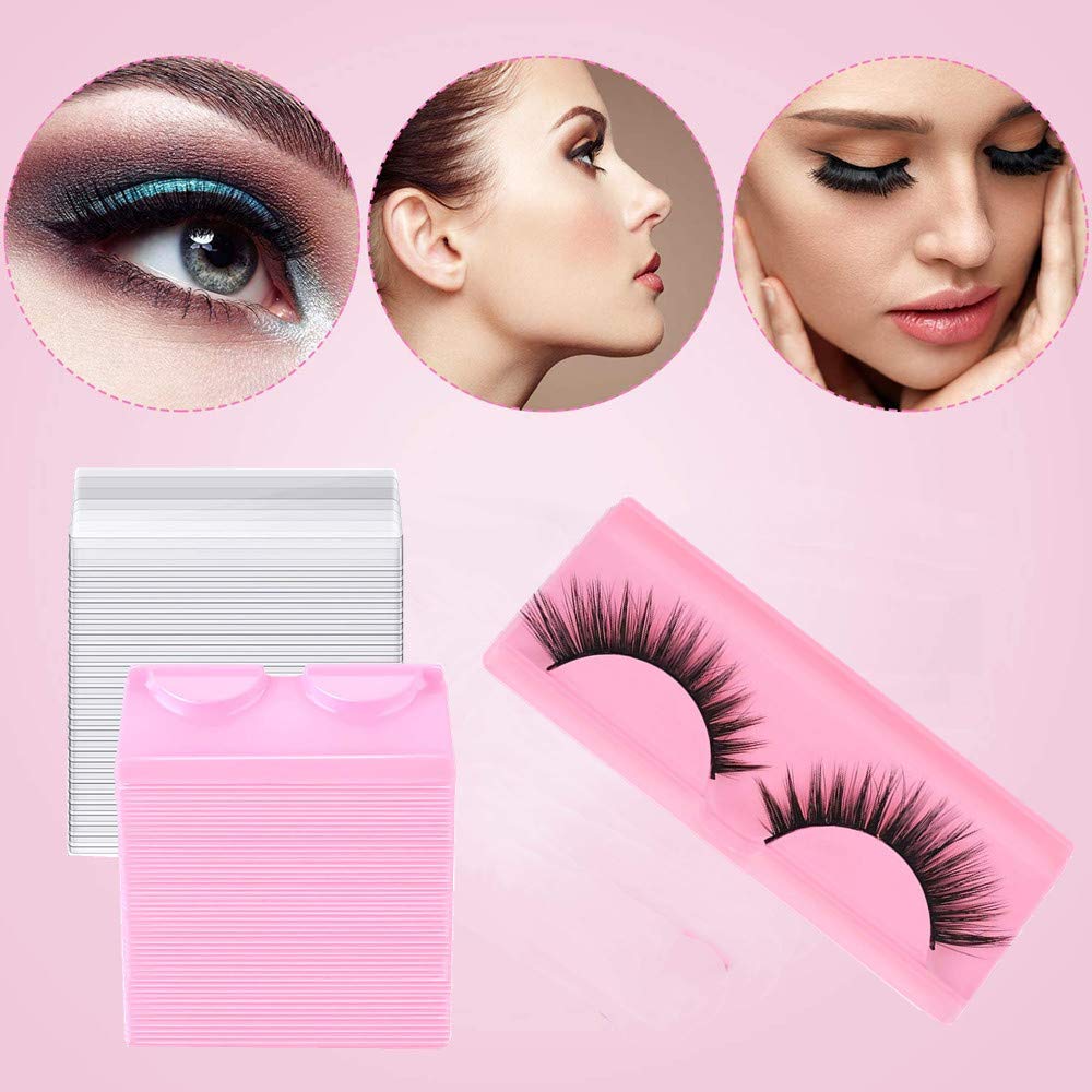 LapangZi 50Pcs False Eyelash Case Lash Boxes Packaging Wholesale Eyelash Holder Storage Box Empty Plastic Case Unit Container Makeup Organizer Beauty & Personal Care LapangZi