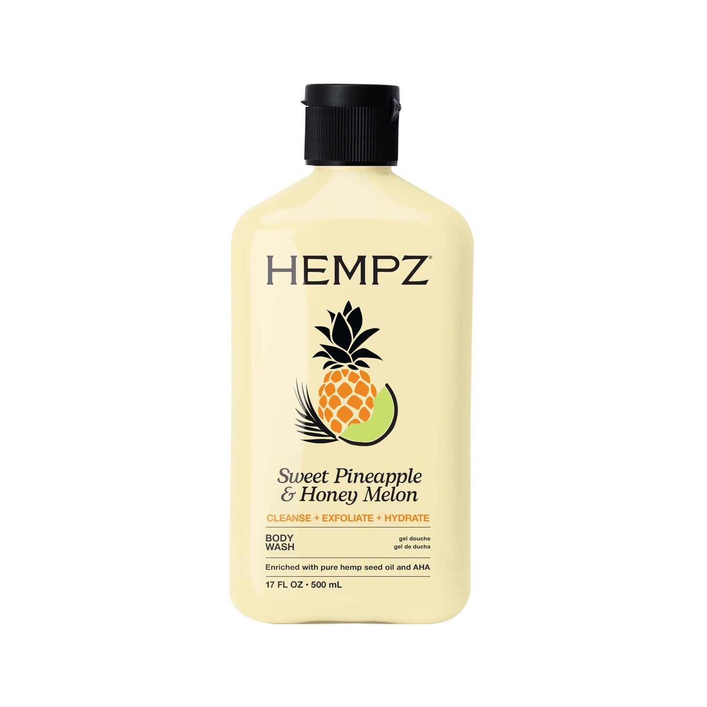 Hempz Body Wash - Sweet Pineapple & Honey Melon - Hydrating for Sensitive Skin, Scented, Exfoliating with Shea Butter, Pure Hemp Seed Oil, and Algae Beauty & Personal Care Hempz