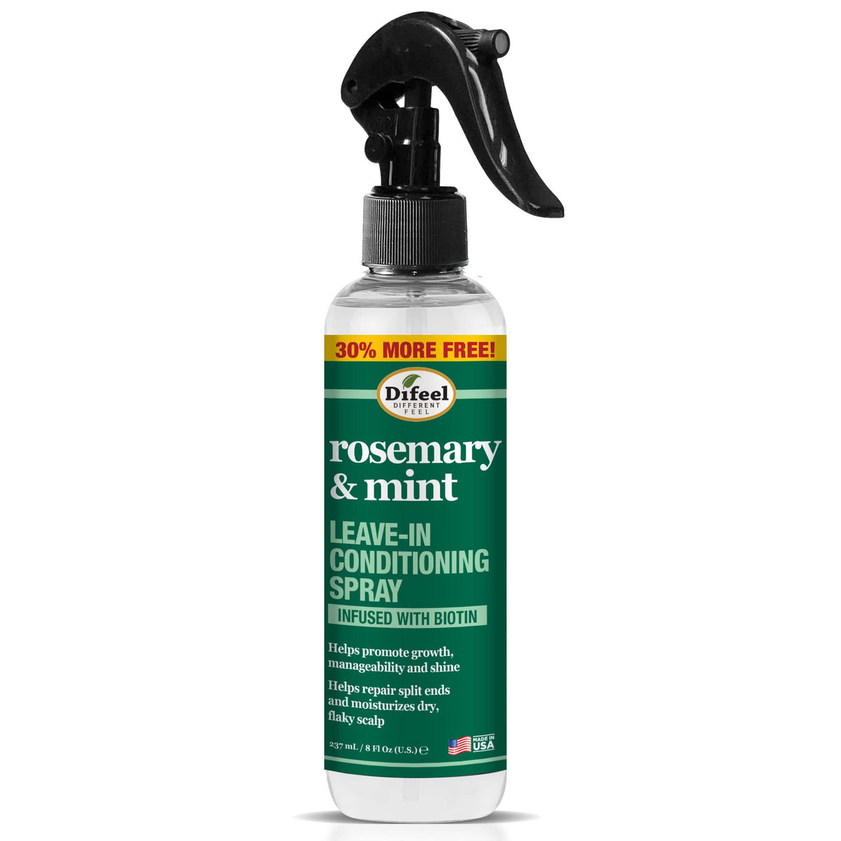 Difeel Rosemary and Mint Strengthening Leave-In Conditioning Spray with Biotin Bonus Size 8 oz. - Made with Natural Mint & Rosemary Oil for Hair