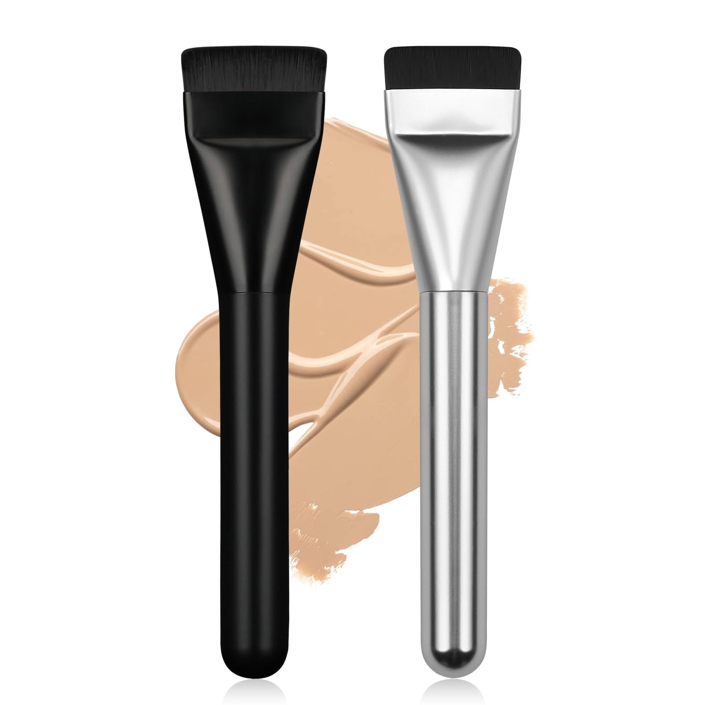 BEAUTYFACTOR 2Pcs Flat Foundation Brush,Face Mask Brush Makeup Spatula Facial Brush for Liquid Foundation Mask,Premium Face Korean Makeup Brush Beauty and Personal Care BEAUTYFACTOR Default Title