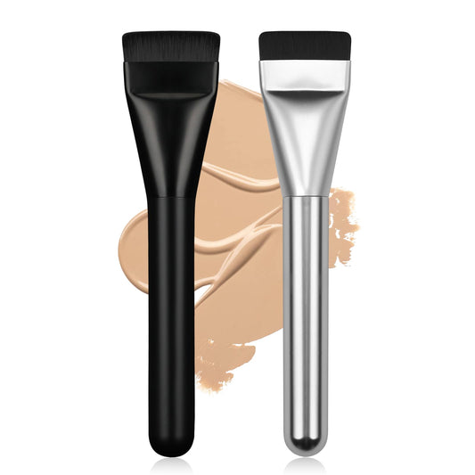 BEAUTYFACTOR 2Pcs Flat Foundation Brush,Face Mask Brush Makeup Spatula Facial Brush for Liquid Foundation Mask,Premium Face Korean Makeup Brush Beauty and Personal Care BEAUTYFACTOR Default Title