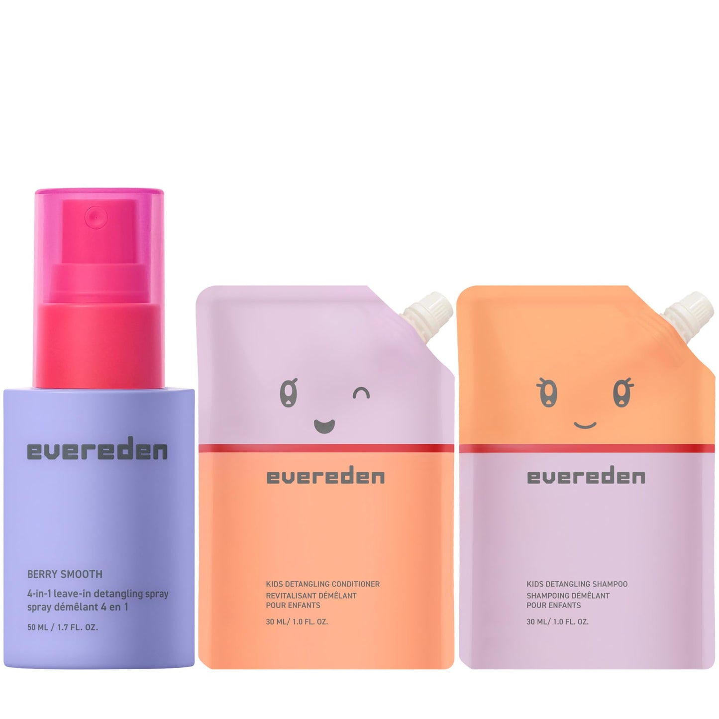 Evereden Kids Mini Hair Trio Set: Travel Size Hair Shampoo, Conditioner and Detangling Spray for Kids Ages 3+, Plant Protein Peptides & Argan Oil Beauty & Personal Care Evereden