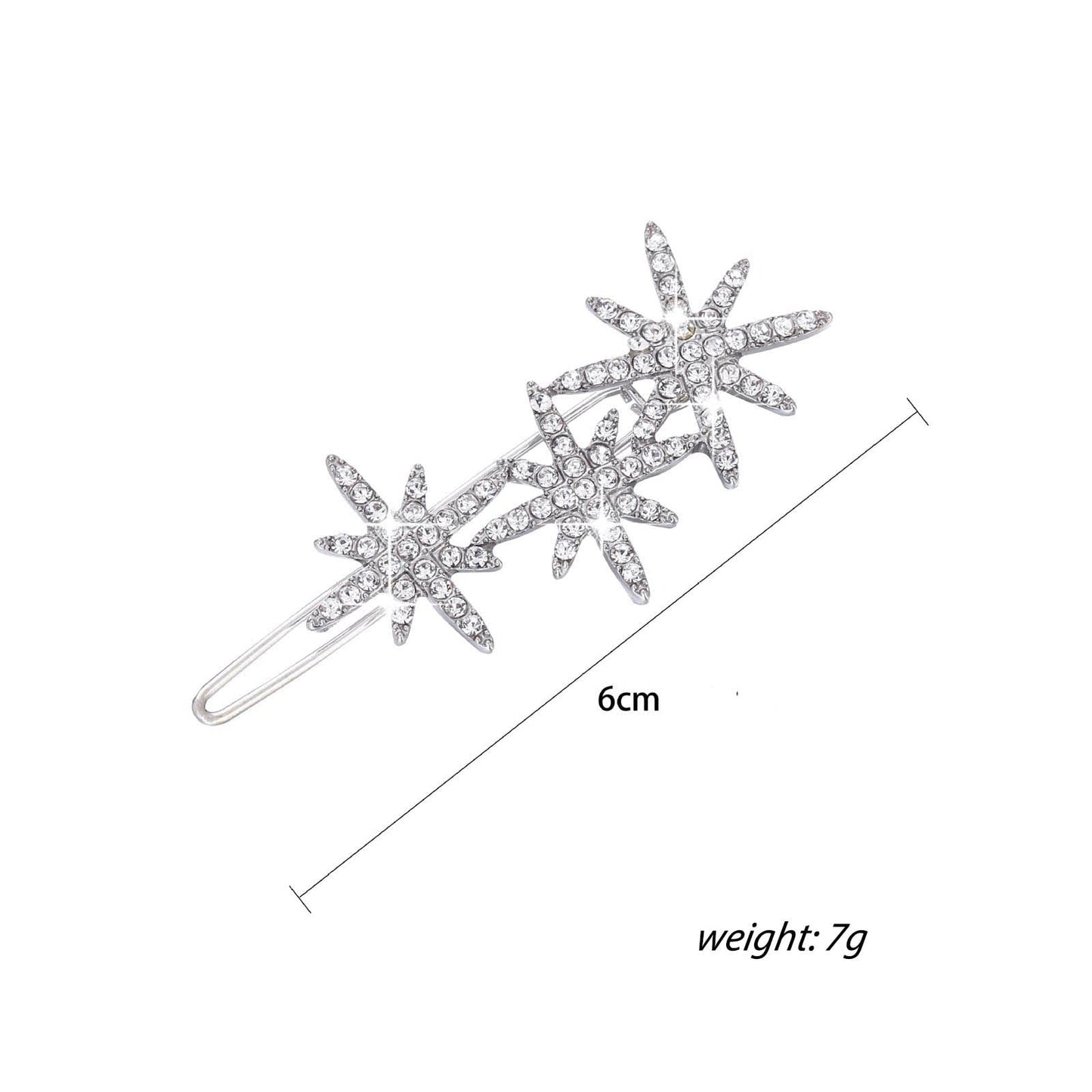 YienDoo Crystal Starburst Hair Clip Barrette Sparkling Rhinestone Cluster Stars Hairpin Headpieces Fashion Silver Bridal Hair Barrette Wedding Head Beauty & Personal Care YienDoo