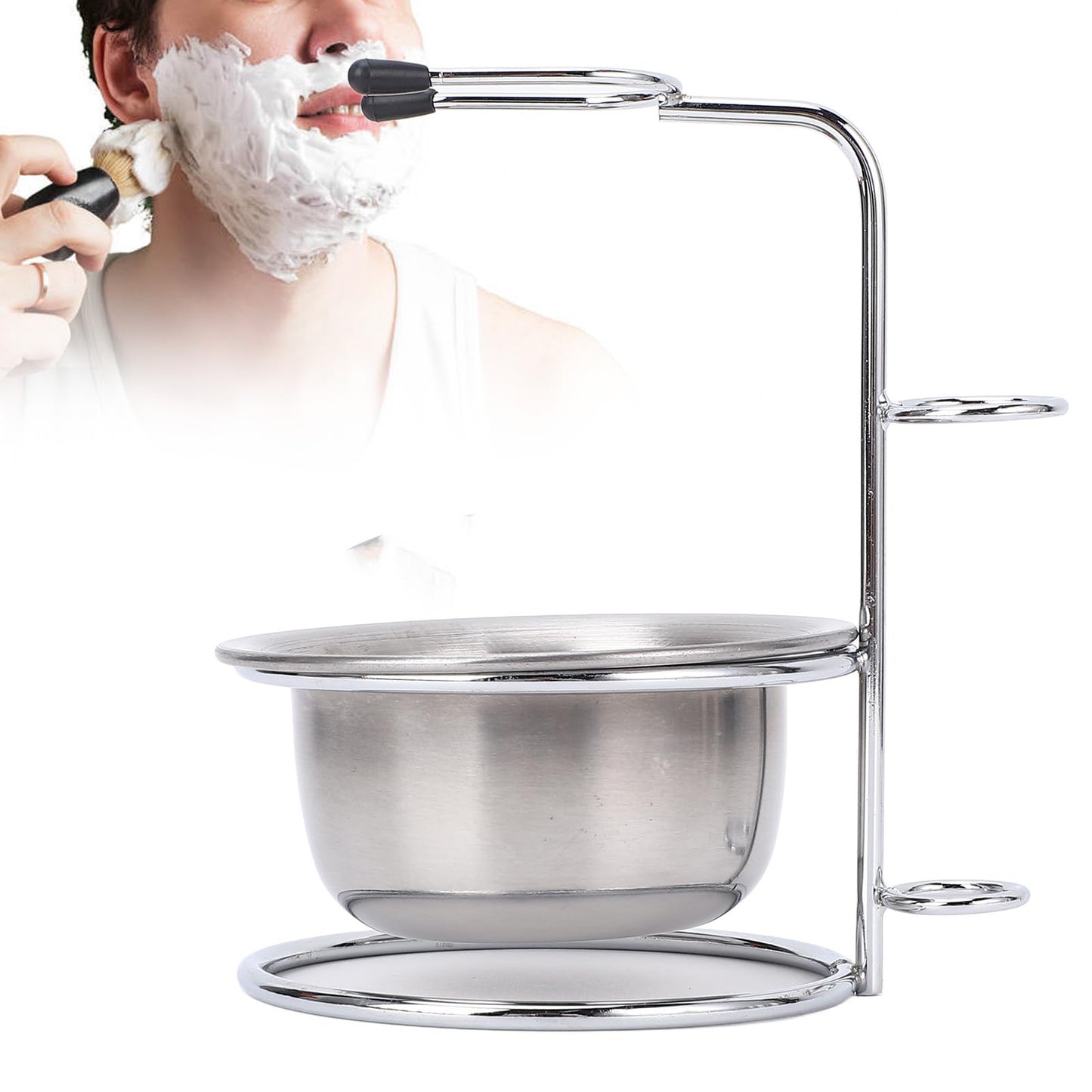 MOUMOUTEN Shaving Set, Metal Shaving Brush Holder, Stainless Steel Shaver Soap Bowl Set for Man, Husband, Father, Valentine's Day Beauty and Personal Care MOUMOUTEN