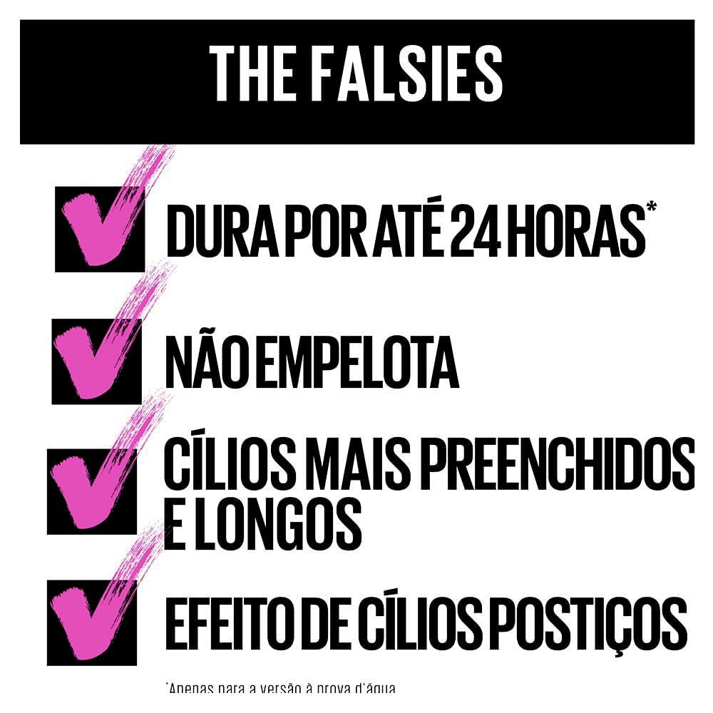 Maybelline Volum' Express The Falsies Washable Fiber Mascara, Volumizing and Separating Make Up Formula, Very Black, 1 Count