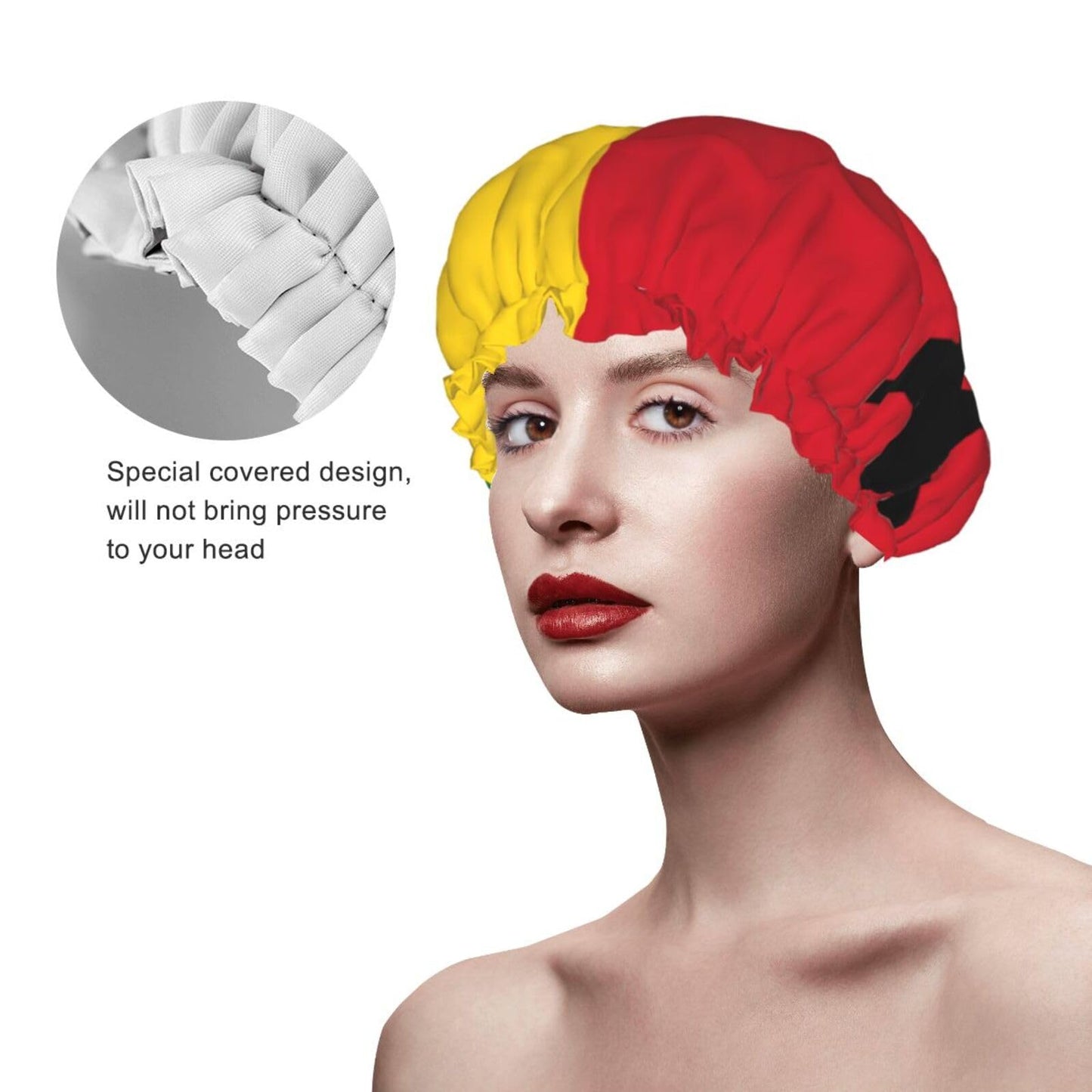 Guinea Bissau Flag Prints Shower Cap Double Layer Lined Waterproof Bathing Shower Hat Beauty and Personal Care Hayyett