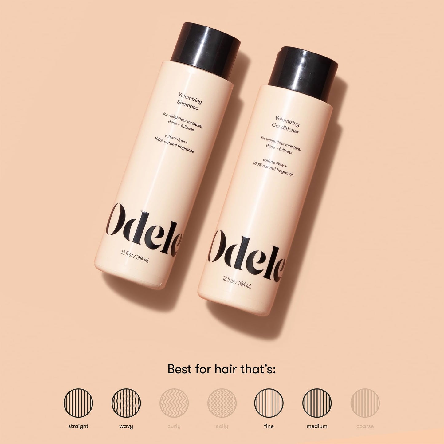 Odele Volumizing Sulfate-Free Shampoo & Conditioner Set, Adds Moisture, Shine, and Fullness for Straight or Wavy Hair Types, 13 Fl Oz Each (2-Pack) Beauty & Personal Care Odele