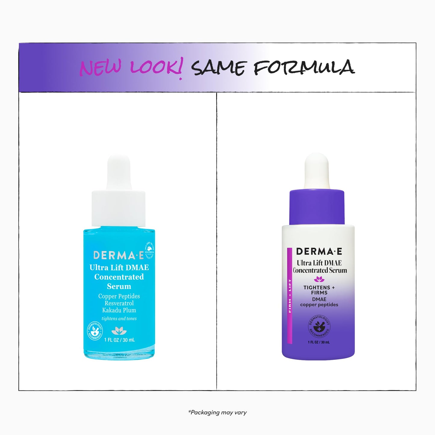DERMA E Ultra Lift DMAE Concentrated Serum - All Natural Skin Firming Serum - Hydrating Serum with Copper Peptides and Resveratrol - Concentrated Beauty & Personal Care Derma E