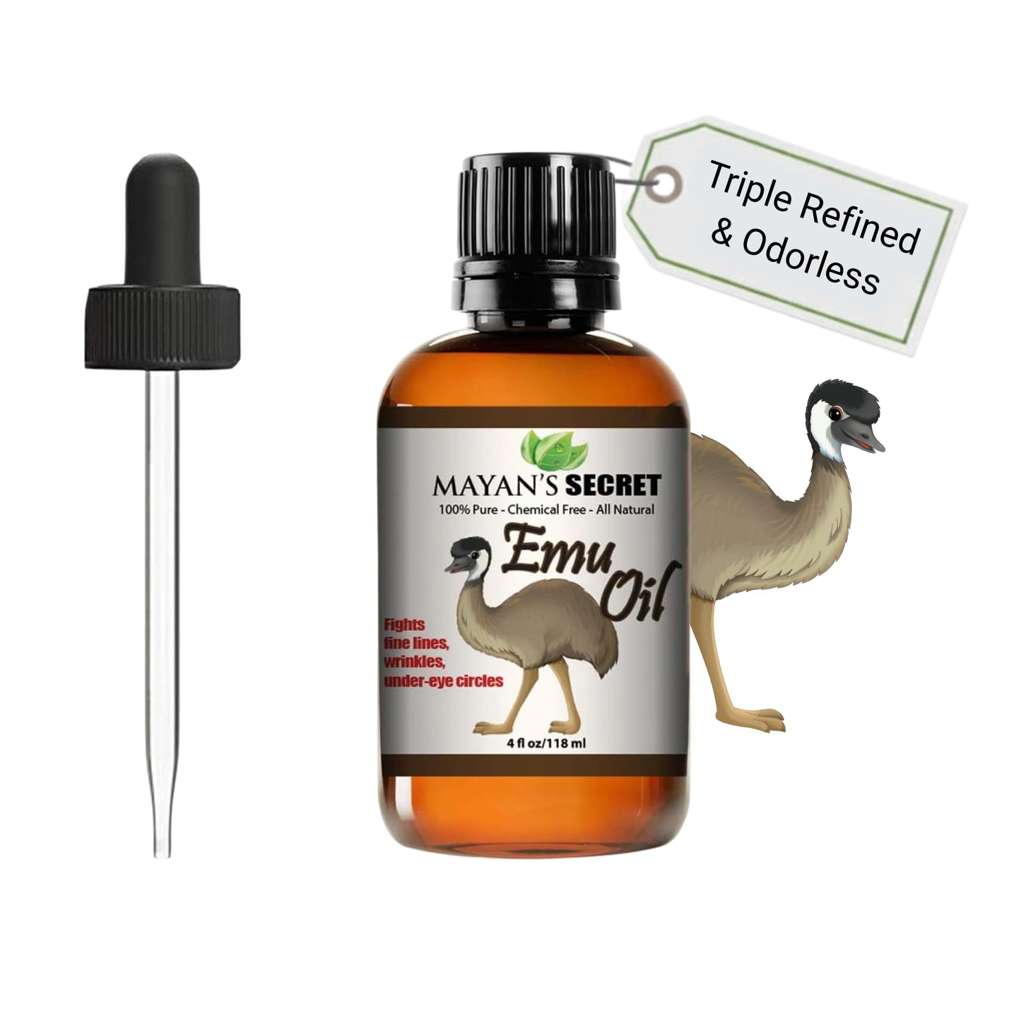 Mayan's Secret Emu Oil: A 100% pure and natural 4-ounce solution, perfect as a hair strengthener and skin moisturizer. Beauty & Personal Care Mayan's Secret