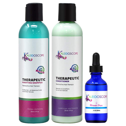 Kaleidoscope Therapeutic Shampoo 8oz, Conditioner 8oz and Miracle Drop 2oz Bundle Beauty & Personal Care Kaleidoscope Hair Products