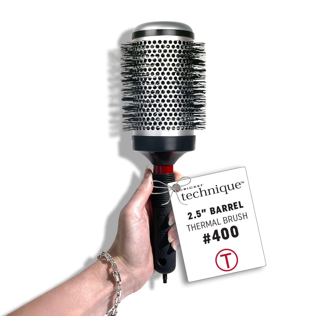 Cricket Technique Thermal Hair Brush #400 2.5” for Curling, and Styling - Heat-Retaining Barrel with Anti-Static Tourmaline Bristles, Round Thermal Beauty & Personal Care Cricket