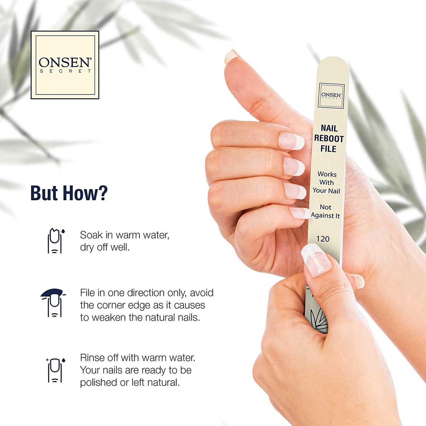 Onsen Japanese Nail Shape & Shine Kit | 3-Way Nail Buffer Block w/ 2 Extra Pads & 6-Pack Professional File 120/180 Grit for Natural and Acrylic Nails Beauty & Personal Care Onsen Secret