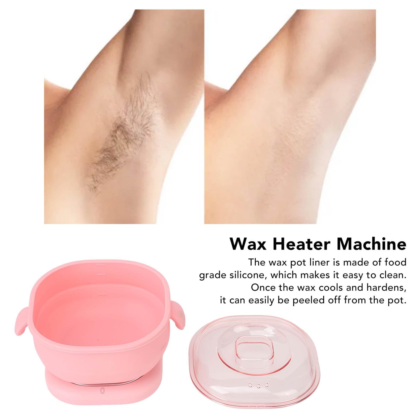 Wax Heater, US Plug 110-120V 100W Electric Hot Wax Warmer Machine, 400ml Silicone Silicone Pot Liner Melting Waxer for Hair Removal Beauty and Personal Care Buachois
