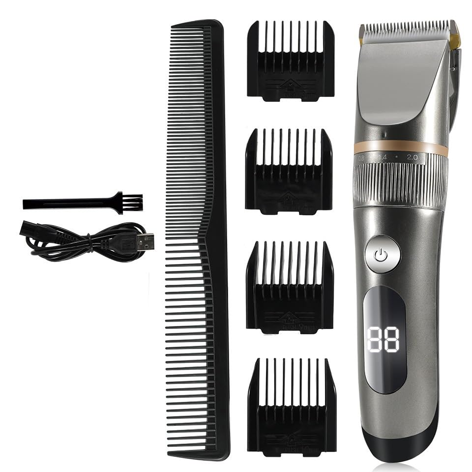 GLESVOWIO Mens Hair Clippers Electric Clipper Trimmer for Men Rechargeable Shaver Beard Barber Cutting Machine for Cut(Gray) Beauty and Personal Care GLESVOWIO