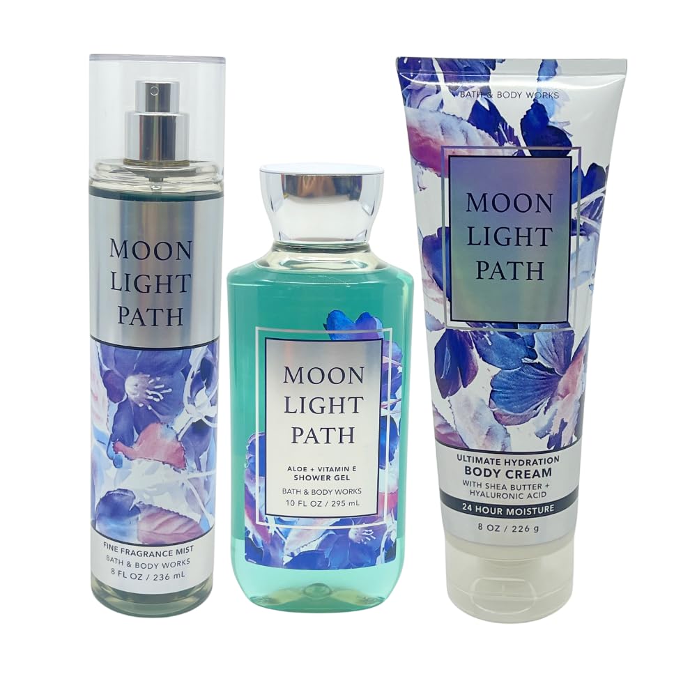 Bath & Body Works Moonlight Path 3pc bundle - Mist, Shower Gel & Body Cream - Gift Set for Women Beauty & Personal Care Bath & Body Works