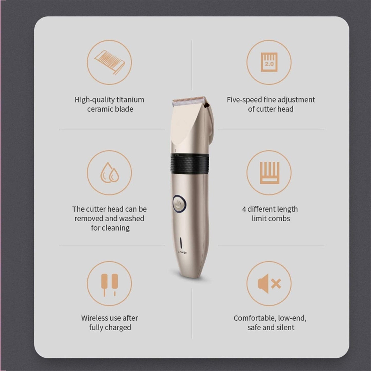 ZUIAI Hair Trimmer Men's Rechargeable Electric Hair Clipper Cordless Haircut Adjustable Ceramic Blade Beauty and Personal Care ZUIAI