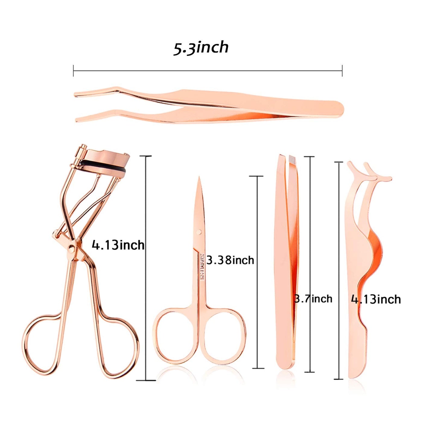 Arroyner 5 Pieces Eyelash Applicator Tool False Eyelashes Applicator Eyebrow Curler Eyebrow Scissors (Rose Golden) Beauty & Personal Care Arroyner
