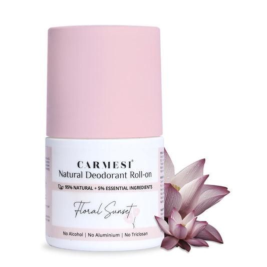 Carmesi Natural Deodorant Roll On - Floral Sunset - 95% Natural - Reduces Dark Underarms & Body Odor - No Aluminium & Alcohol-Free for Women - 1.69 Fl Beauty and Personal Care Carmesi