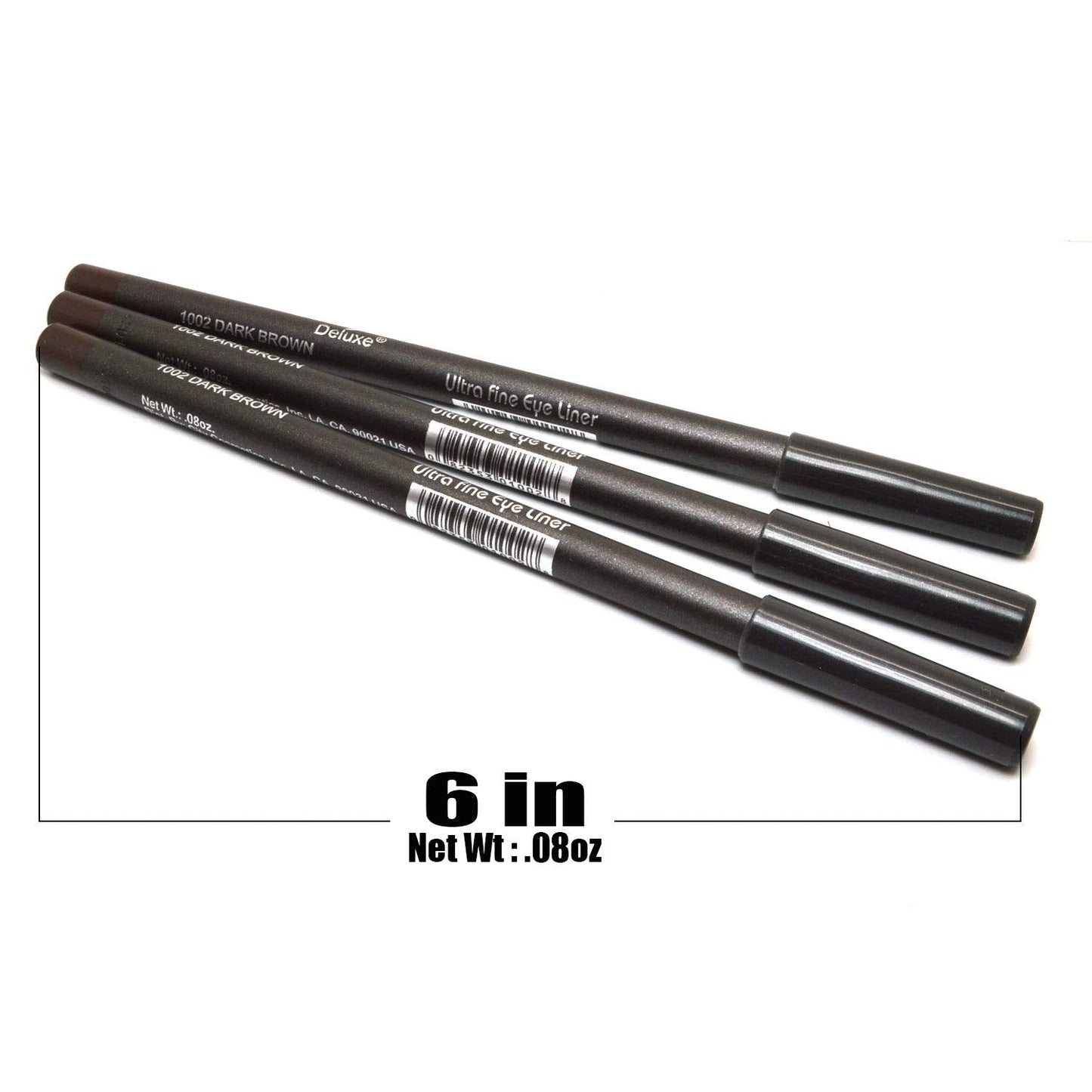3 Pcs x Italia Deluxe 1002 Dark Brown Ultra Fine Eye liner Pencil Eyeliner Set + Free ZipBag, Full Size Beauty & Personal Care Italia Deluxe