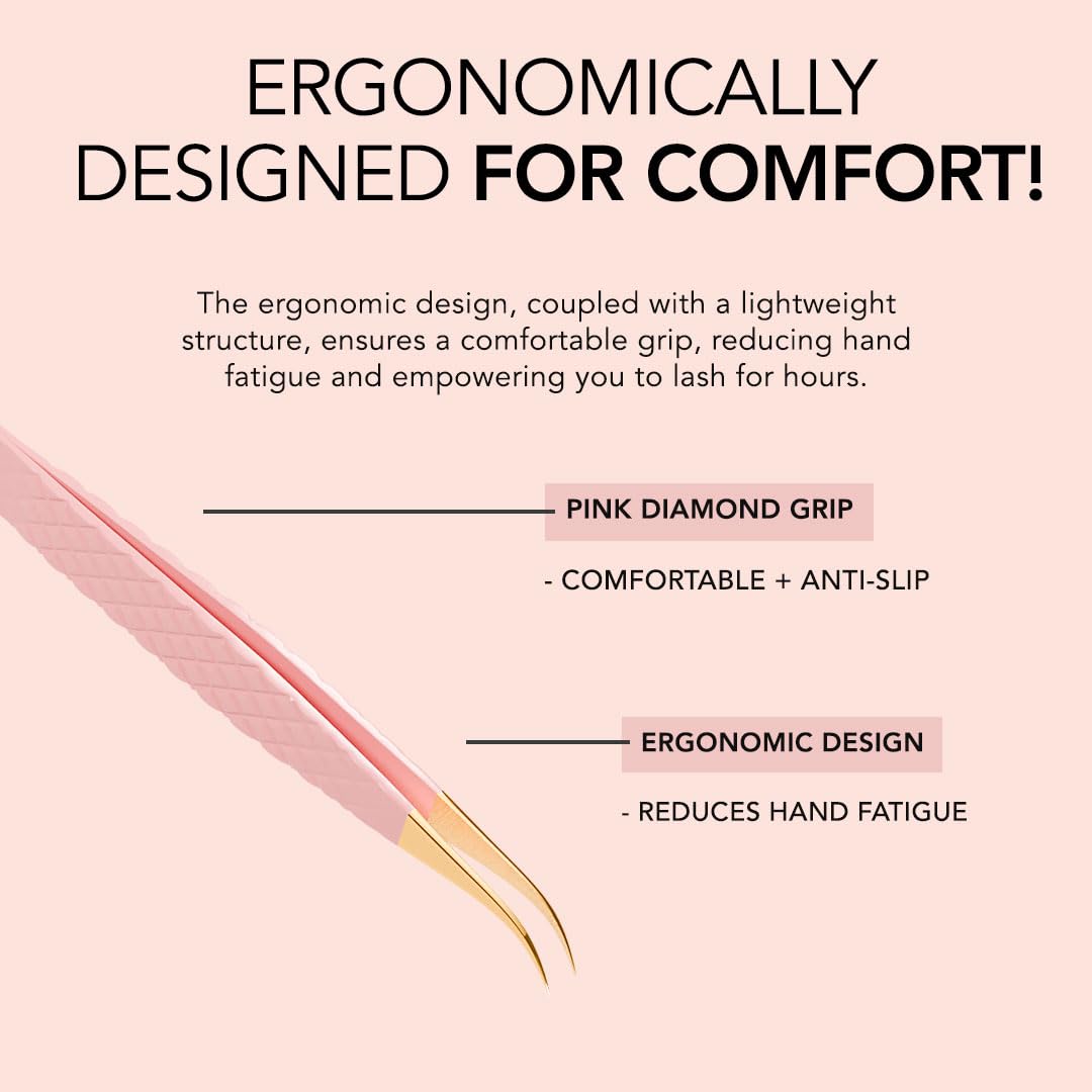 KIARA SKY LASH Tweezer for Eyelash Extensions - Precision Fiber Tip Grip - Volume, Mega Volume, and Lash Removal Fills - Comfortable Ergonomic Design Beauty and Personal Care KIARA SKY