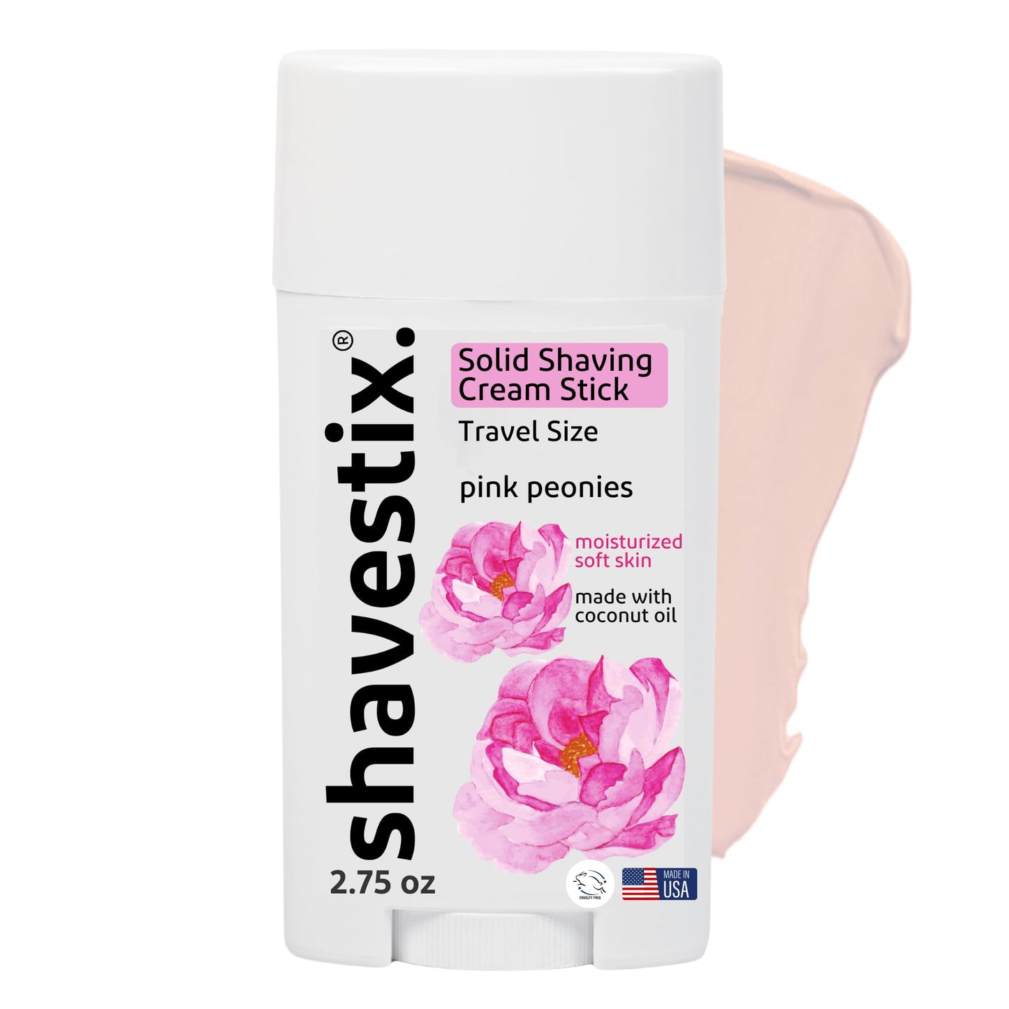 Shavestix Travel Size Shaving Stick 2.75 Oz - Pink Peonies Scented Shave Gel Bar - Moisturizing Hair Removal Cream for Women & Men - Compact Shave Beauty and Personal Care Shavestix.