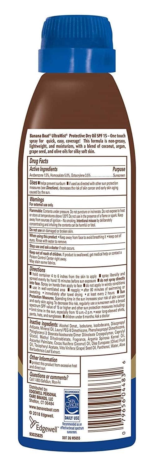 Banana Boat UltraMist Protective Dry Oil Spray SPF 15 Sunscreen 6 Ounce Beauty & Personal Care Banana Boat