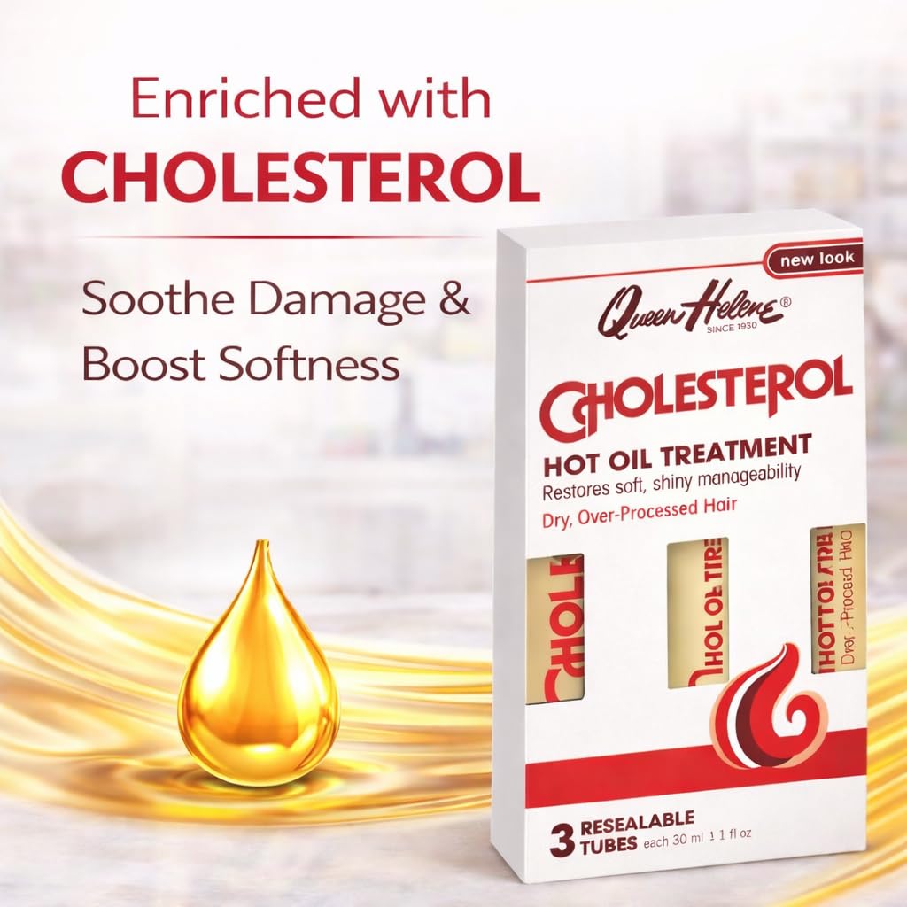Queen Helene Cholesterol Hot Oil Treatment - Restores Healthy, Resilient Strength for Dry, Brittle Hair - Three 1oz Resealable Tubes - Pack of 3 Beauty & Personal Care Queen Helene