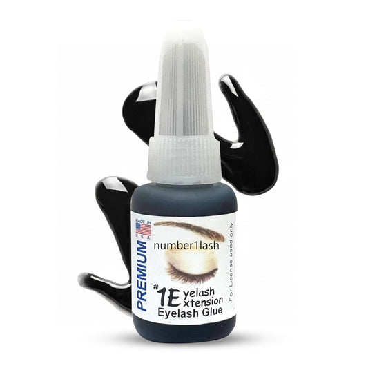 #1Eyelash Extension Premium Professional Adhesive Glue, Black, 0.34 Fl Oz, Made in USA, Water Resistant for License Used only.
