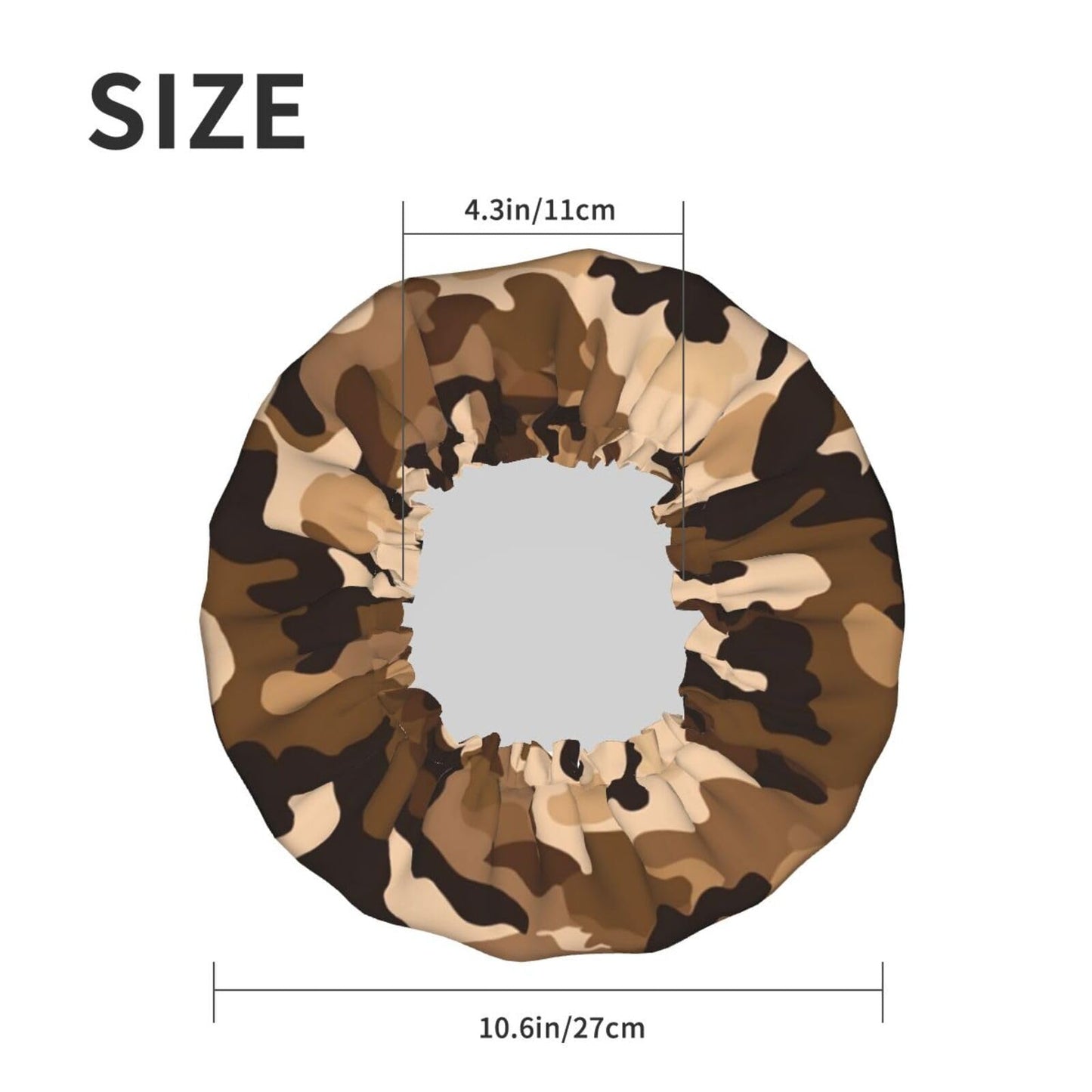 Brown camouflage Shower Cap for Women Men Large Reusable Shower Bonnet Double-Layer Waterproof Bath Caps Elastic Band Hair Hat for All Hairstyles Beauty and Personal Care BWLHJKE
